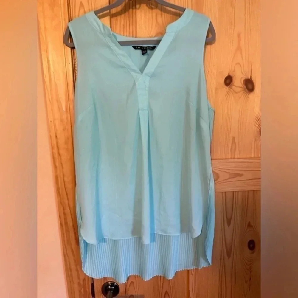 Zac &‎ Rachel Blue Pleated Tank Top Blouse Size XL